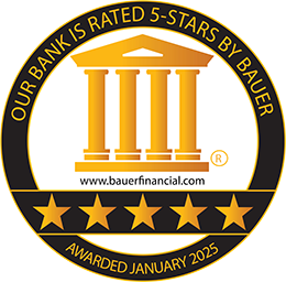 Our bank is rated 5-stars by Bauer